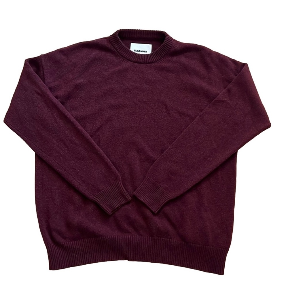 NWT Jill Sander Men’s Cashmere Basic Sweater In Grape. Size 50(2XL).